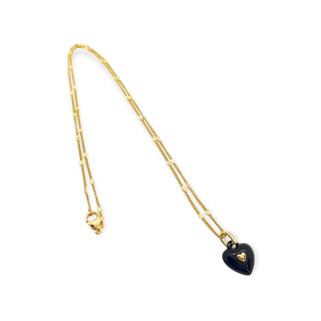 necklace copper and black heart